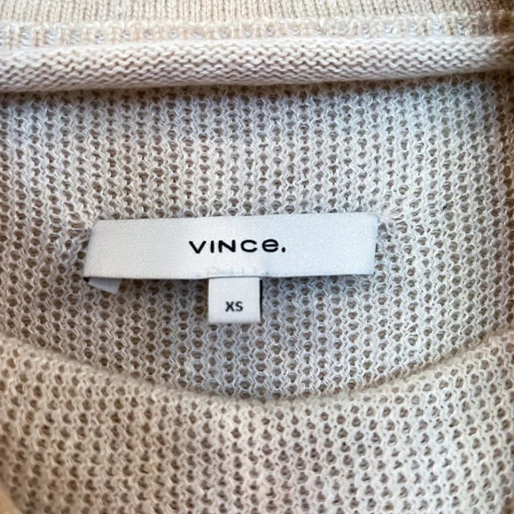 Vince Tan Wool Cashmere Blend Mock Neck Drawstring Bell Sleeve Pullover Sweater - Picture 6 of 10